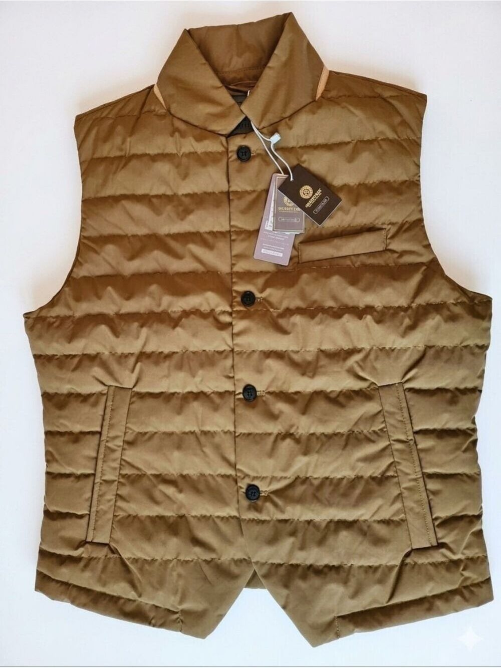 Tan Goose Down Filled Quilted Puffer Vest for Men, Warm  Snover, XL, NWT
